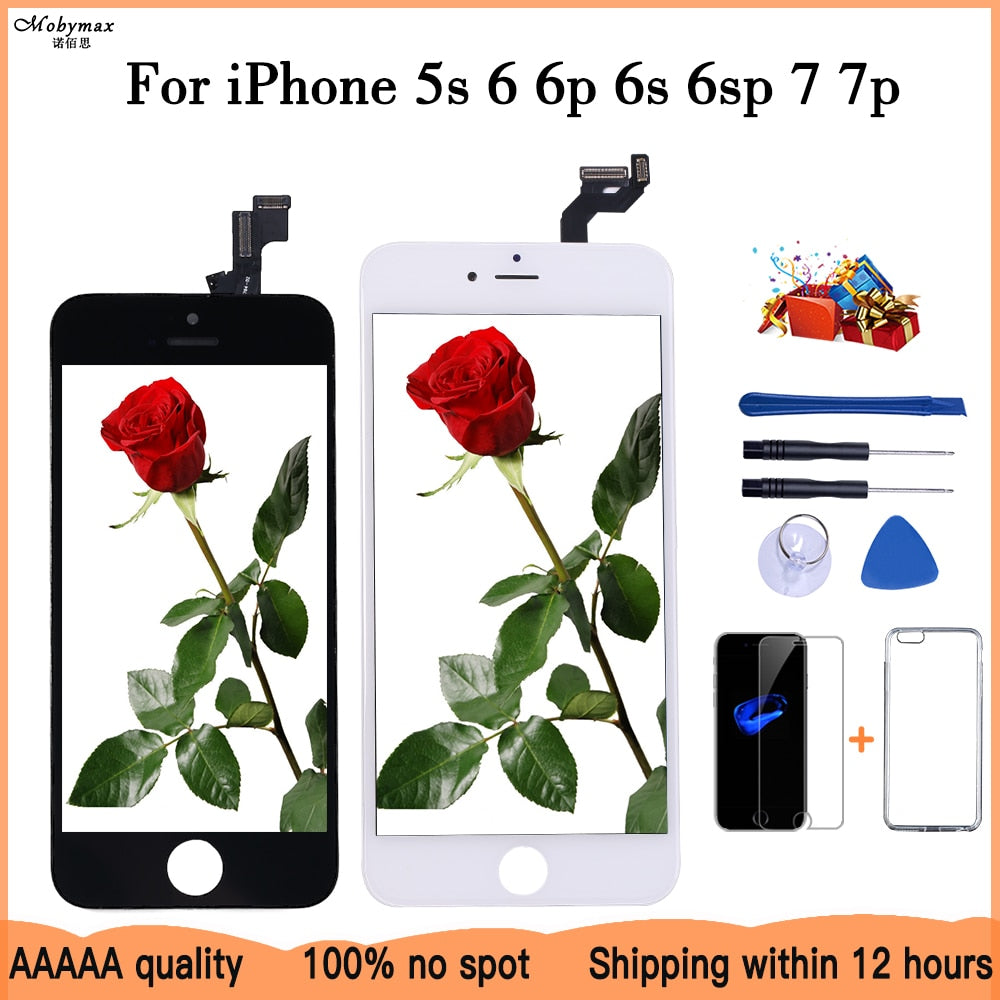 Promotion LCD Display For iPhone 5 5c 5s  SE Touch Screen Replacement for iPhone 4 6+Tempered Glass+Tools+TPU Case 100% AAA+++